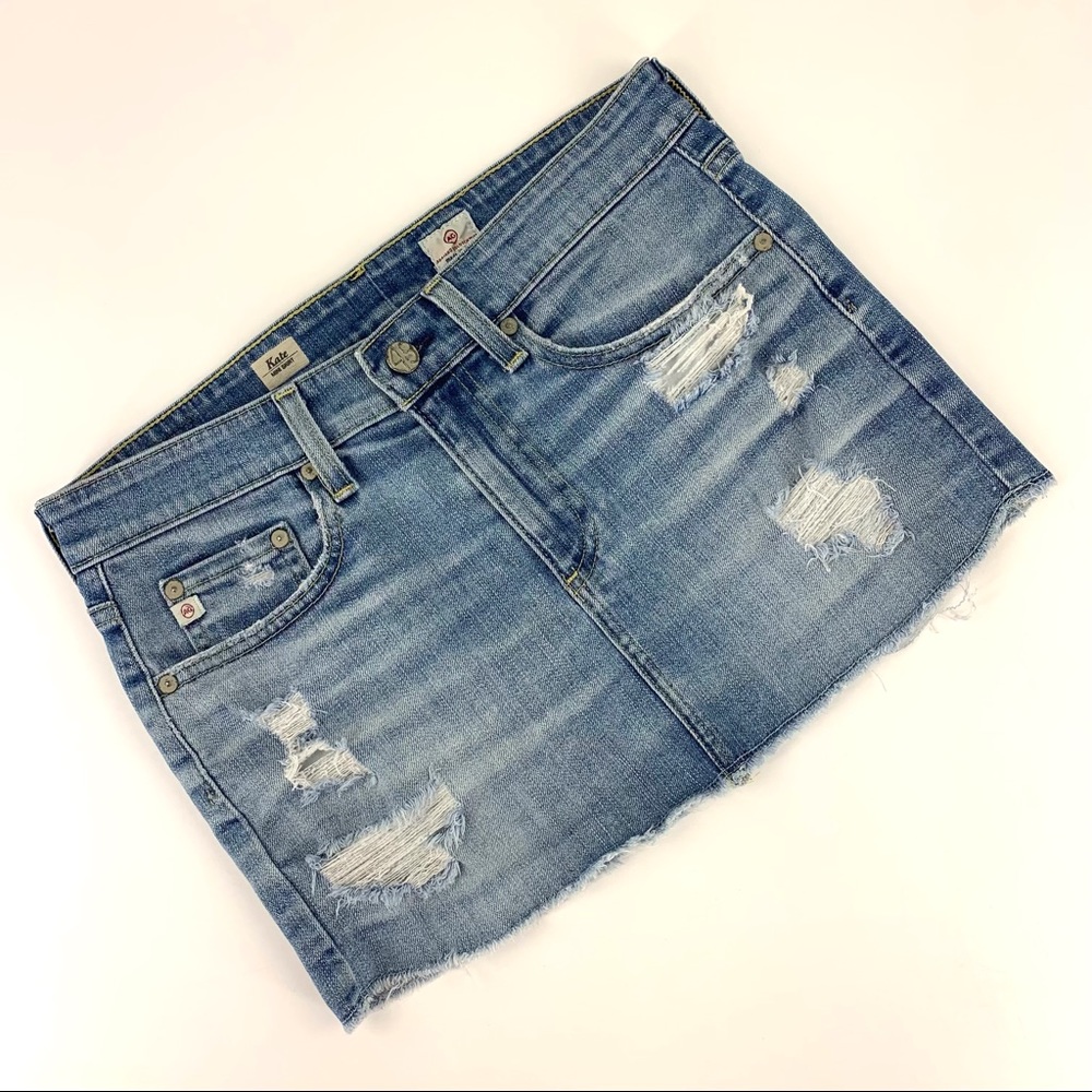 Ag Adriano Goldschmied Kate Mini Skirt in 16 Years Thrasher Blue Denim, 26